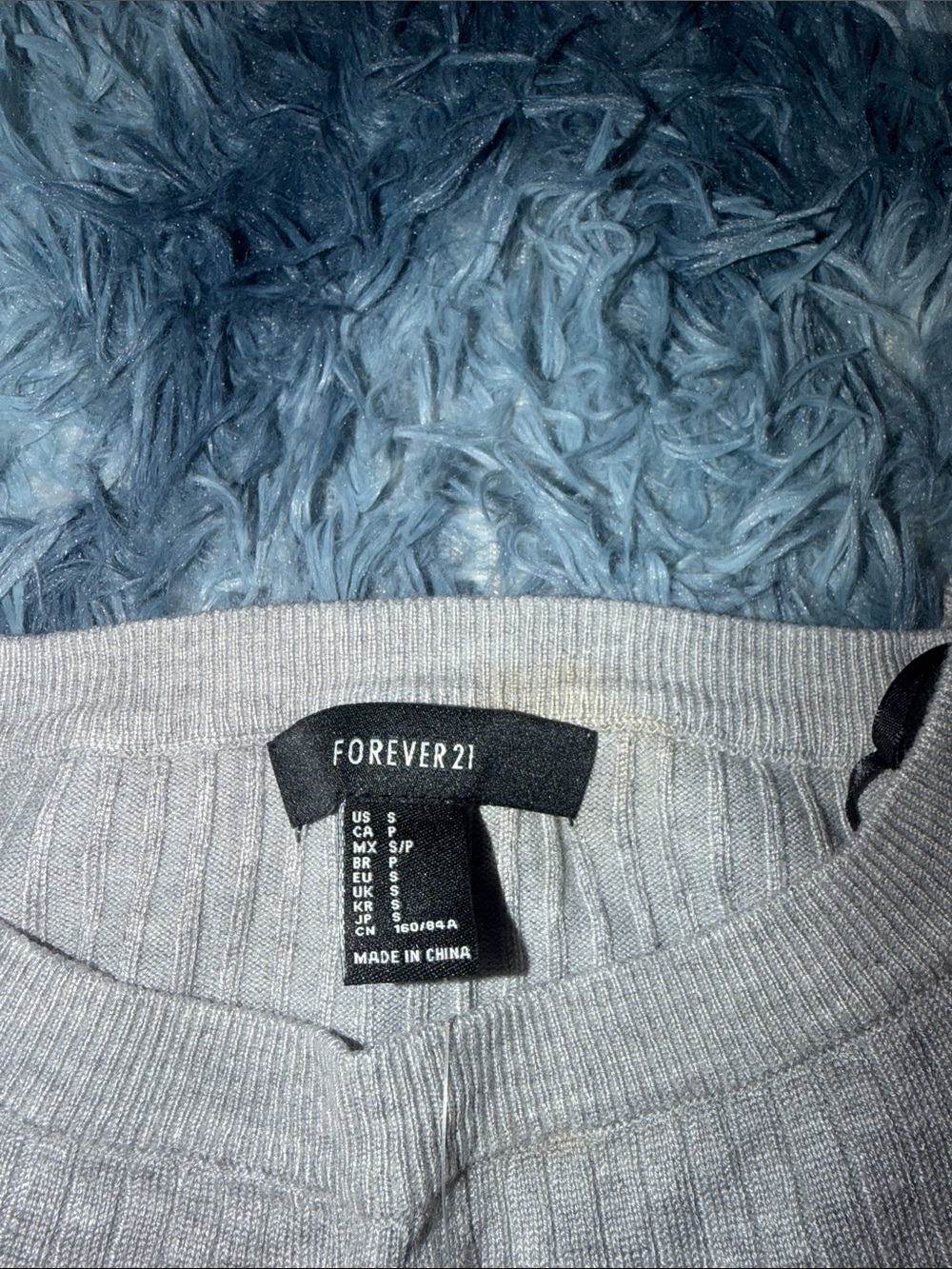 Grey Ribbed Off Shoulder Crop Top - Picture 2 of 2